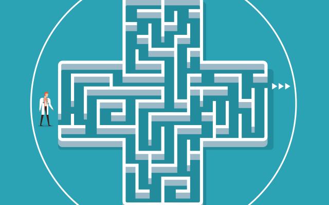 Een labyrint in de vorm van een kruis