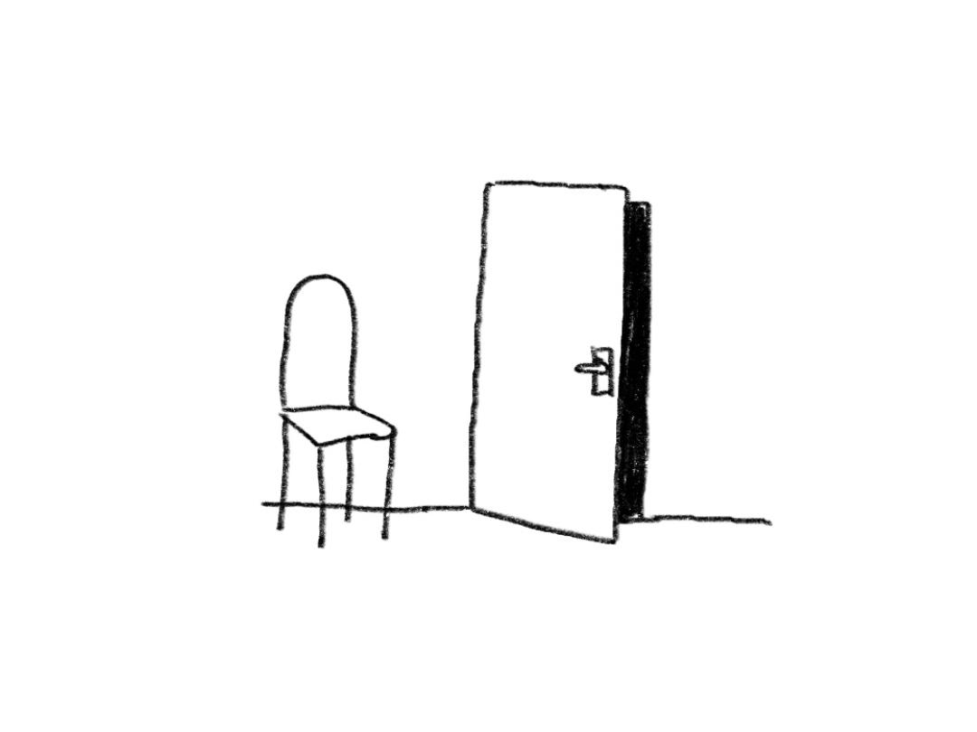 Illustratie van een deur en een stoel