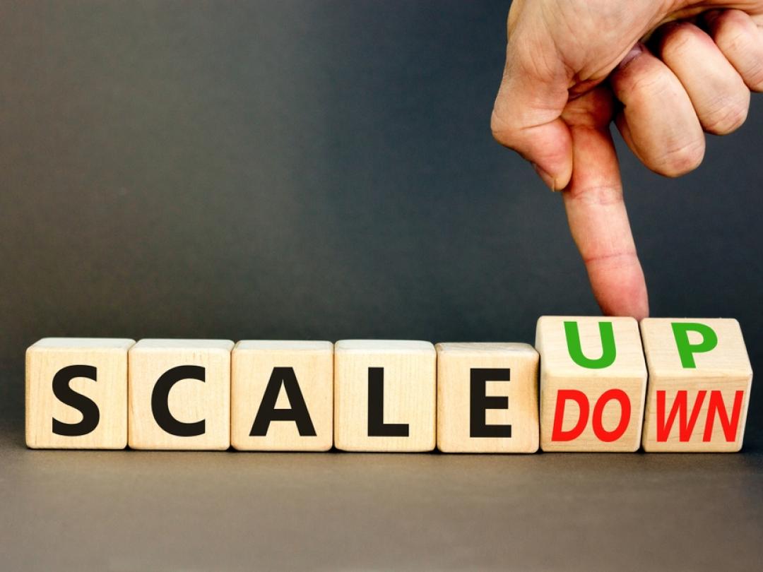 Boggle blokjes met Scale up/down erop