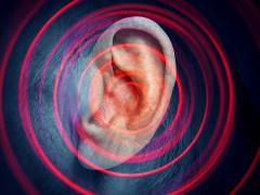 Foto van een oor. Er zijn cirkels van klein naar groot overheen afgebeeld, om geluid weer te geven.